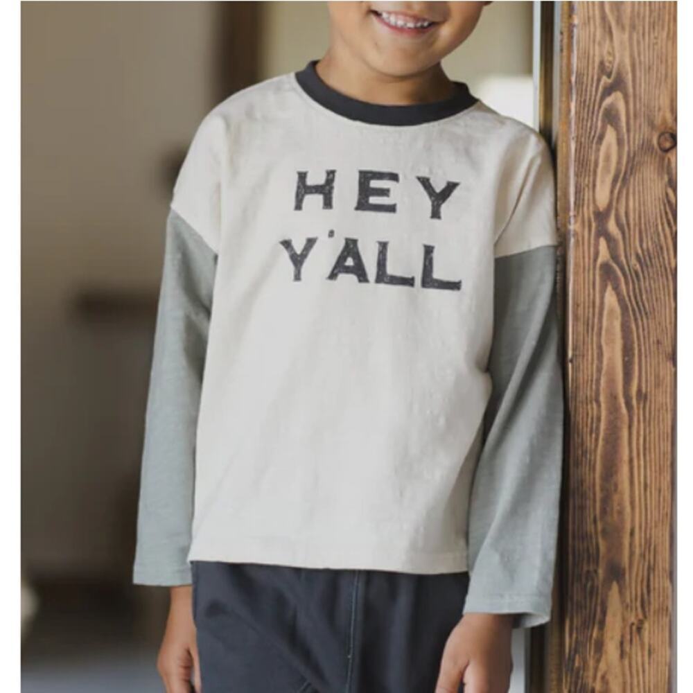 Rylee + Cru Baby Cream Hey Y'All Camden Long Sleeve Tee Size 6-12 M